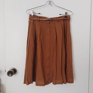 ModCloth retro high waisted button belted skirt